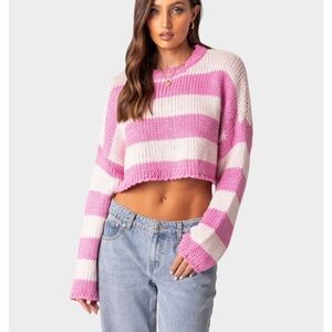 EDIKTED Ozzy Cropped Striped Knitted Sweater